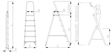 Drabex drabina aluminiowa wolnostojąca typ 1101