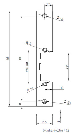 Elektra Plus szyld do zaczepu elektromagnetycznego prosty krótki malowany SP1501-M