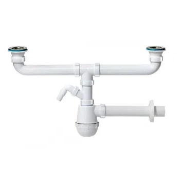 Tycner syfon zlewozmywakowy podwójny butelkowy z wyjściem do pralki zmywarki 1232