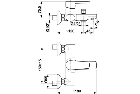 KFA Armatura bateria wannowa Narva Black ścienna czarna 5224-010-81