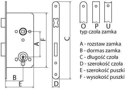 Assa Abloy zamek wpuszczany 72/45 WB bez zaczepu