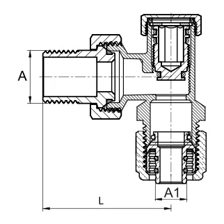 Diamond zawór grzejnikowy odcinający PEX kątowy ART-25-PEX-1/2X16