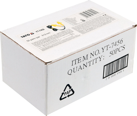 Yato silikonowe zatyczki do uszu ze sznurkiem 50 par YT-7456