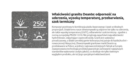 Deante zlewozmywak granitowy Zorba 1-komorowy z ociekaczem grafit ZQZ2113