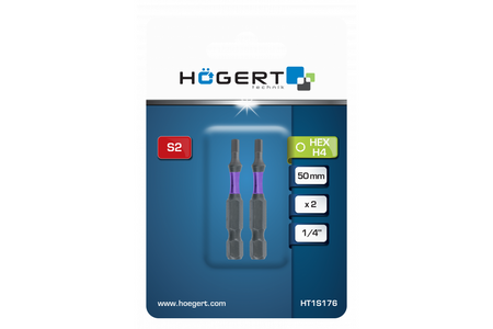 Hogert końcówka wkrętakowa udarowa hex H4 50mm 2 szt HT1S176