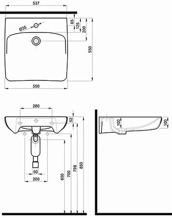 Koło umywalka Nova Pro 55cm dla osób niepełnosprawnych M38155000