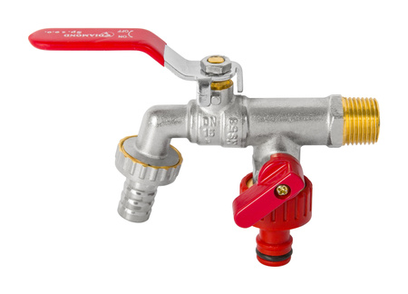 Diamond zawór kulowy czerpalny podwójny 15x20x20mm z dławikiem ART.2503-15.KRAN