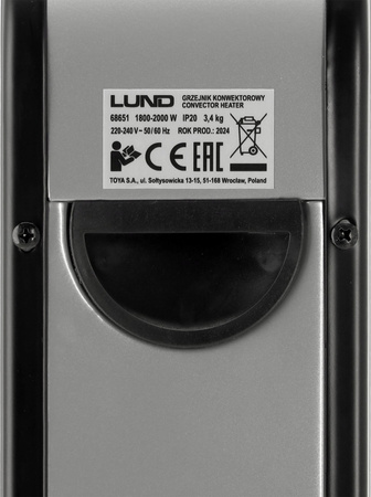 Lund grzejnik konwektorowy 2000W czarny 68651