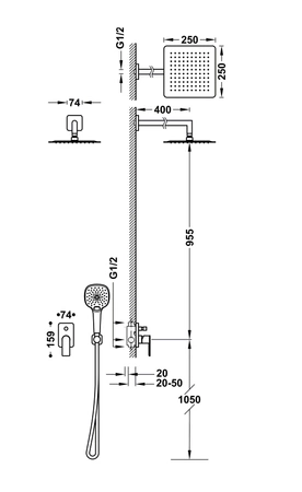 Tres Loft zestaw natryskowy z baterią podtynkową 20018011