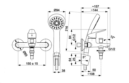 KFA Armatura bateria wannowa Sparc z zestawem natryskowym 5414-510-00