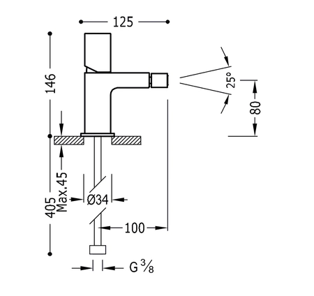 Tres Loft bateria bidetowa chrom 20012002