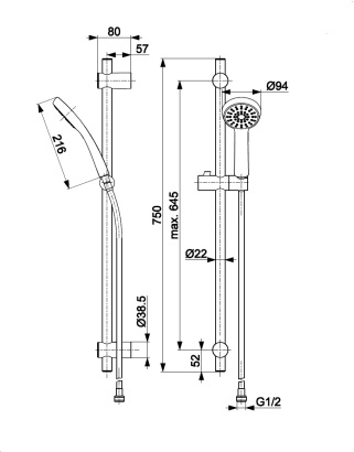 KFA Armatura zestaw natryskowy Sparc przesuwny chrom 841-371-00