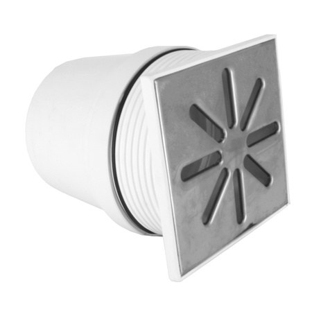 DES Group kratka kanalizacyjna regulowana fi110 15x15 boczna metal biała 01.016.023