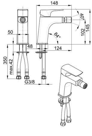 KFA Armatura bateria bidetowa Mokait stojąca czarny mat 5537-015-81
