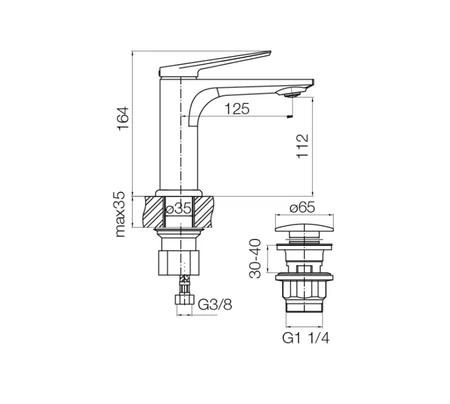 Valvex bateria umywalkowa stojąca Soho czarny mat 2417300