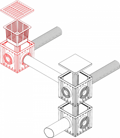 ZMM Maxpol studnia z koszem i kratą PVC 300x300mm A15 grafit 01884