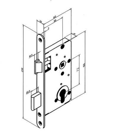 Assa Abloy 72/55 lakier fiński bez zaczepu prawy klucz 2-9091