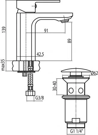 Valvex bateria umywalkowa Loft Black stojąca czarny mat 2455900