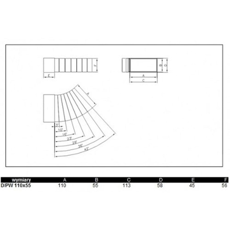 Dospel łącznik kolano poziome wielokątne D/PW 110x55 007-0226
