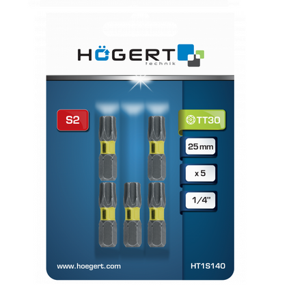 Hogert końcówka wkrętakowa udarowa torx TT30 25mm 5sztuk HT1S140