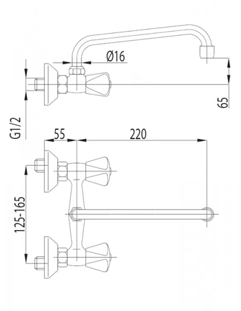 KFA Armatura bateria umywalkowa ścienna długa wylewka chrom Standard 300-510-00