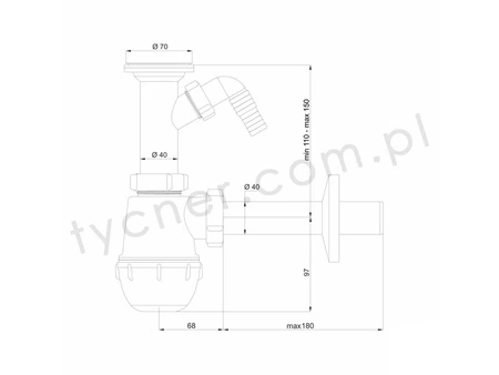 Ani-Plast syfon zlewozmywakowy butelkowy sitko metalowe + przyłącze do pralki 1231