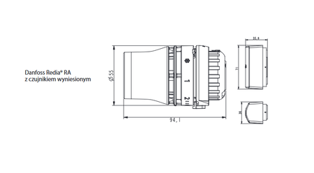 Danfoss głowica termostatyczna Redia RA Click z wbudowanym czujnikiem 015G3398