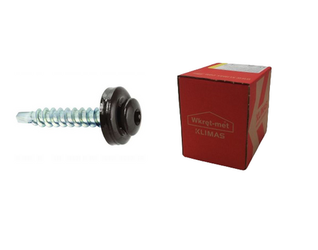 Wkręt-met wkręt samowiercący z podkładką EPDM do mocowania blach do podłoża drewnianego RAL8019 ciemny brąz 4,8x35mm 250sztuk WDD-48035-8019