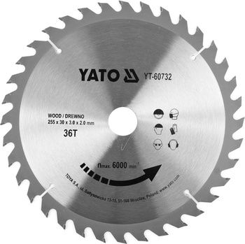 Yato tarcza TCT do drewna 255x36Tx30mm YT-60732