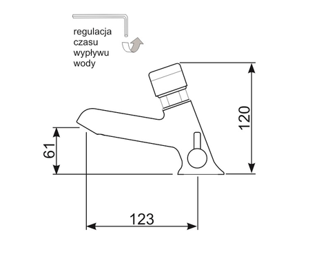 River bateria umywalkowa samozamykająca stojąca chrom R00716
