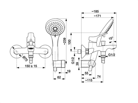 KFA Armatura bateria wannowa Morris 5244-510-00