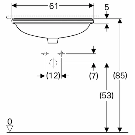 Koło umywalka podblatowa eliptyczna bez otworu z przelewem Variform 55x40cm 500756016