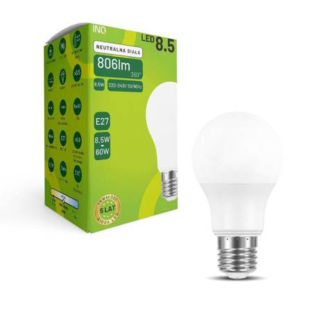 INQ żarówka led A60 E27 8,5W BULB 806lm 4000K ELA030NW