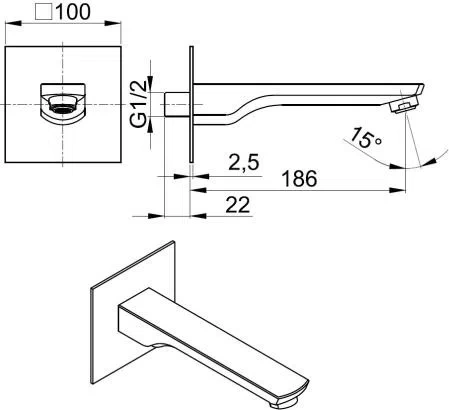 KFA Armatura wylot wannowy Mokait podtynkowy 836-002-00