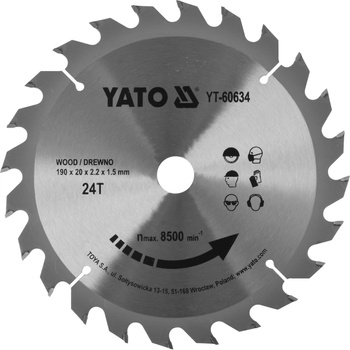Yato tarcza widiowa 190x20mm 24T do drewna YT-60634