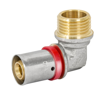 Diamond kolano KOL-CH PEX-AL-PEX 20x1/2" zaprasowywane gwint zewnętrzny mosiądz FZZ-004.1/2X20.KOL-C