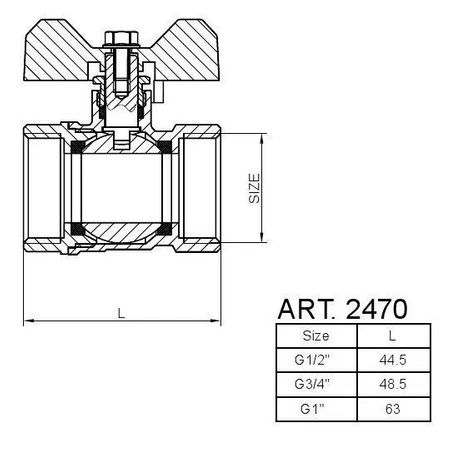 Diamond zawór kulowy 3/4" z motylkiem i dławicą Art.2470-3/4