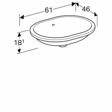 Koło umywalka podblatowa eliptyczna bez otworu z przelewem Variform 55x40cm 500756016