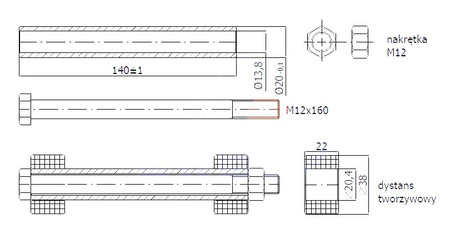 Zabi komplet osiowy zestaw z tuleją stalową OŚKA