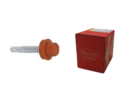 Wkręt-Met wkręt samowiercący z podkładką EPDM do mocowania blach do podłoża drewnianego RAL8004 4,8x35mm 250sztuk WFD-48035-8004