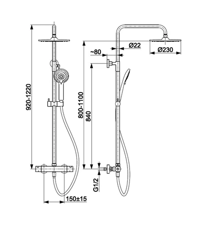 KFA Armatura deszczownia Luna New z baterią termostatyczną czarna 5716-920-81