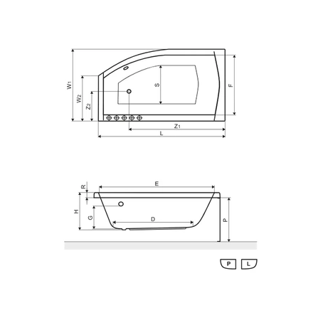 Excellent wanna narożna prawa Magnus 1600x950mm WAEX.MGP16WH