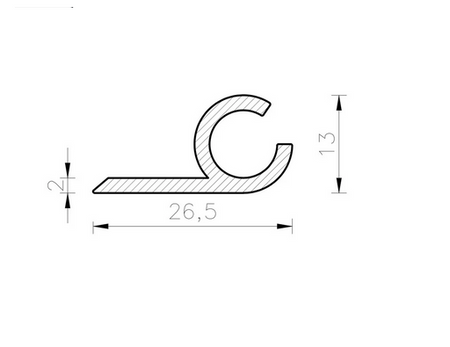 Listwa aluminiowa do kedry 26,5x13x2mm PA38 1mb 72017