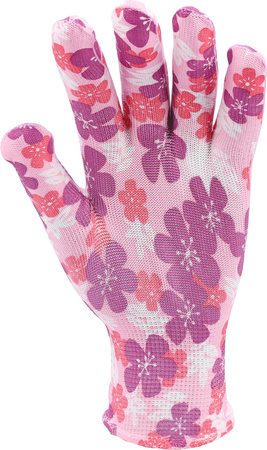 Flo rękawice ogrodnicze rozmiar 8 kolorowe kwiatki 74121