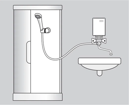 Wijas ogrzewacz przepływowy wody Perfect 450 z baterią i wylewką 210mm