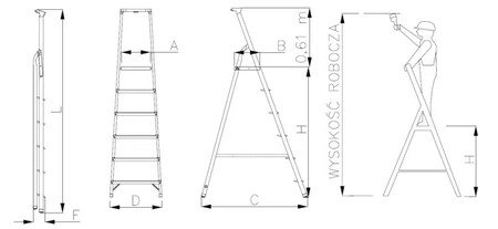 Drabex drabina domowa ekonomiczna 2,28m 1206