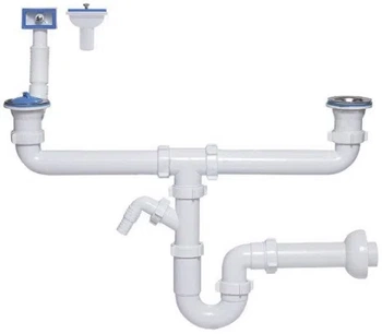 Tycner syfon zlewozmywakowy podwójny rurowy z wyjściem do pralki zmywarki 1239