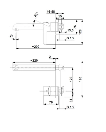 KFA bateria umywalkowa podtynkowAngelit ścienna 4729-810-40