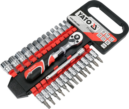 Yato zestaw nasadek z akcesoriami 1/4" 28-elementowy YT-14433