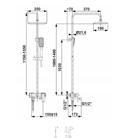 Kfa Armatura zestaw prysznicowy z wylewką wannową Spinel 5056-915-00